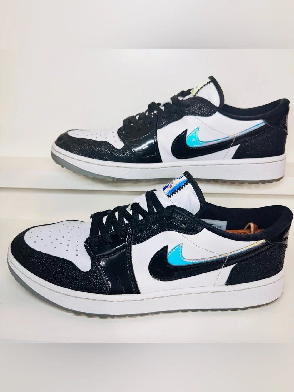 Jordan 1 Low Golf Endless Pursuit M12 Stingray Patent + Iridescent Clear Outsole